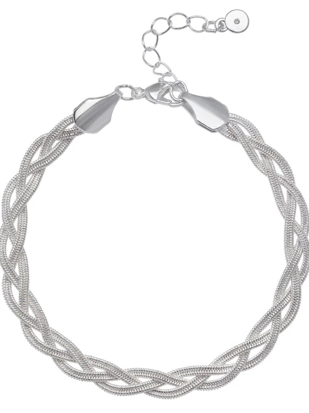LC Lauren Conrad Braided Herringbone Chain Bracelet Silver Tone | Like New